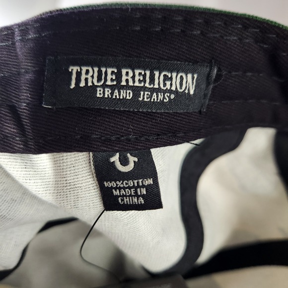 True Religion Hat Strap Back Camo Camouflage Patch Mens One Size Green New - Picture 3 of 5